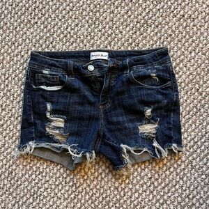 Studio Blue Women's Distressed Denim Shorts - Navy